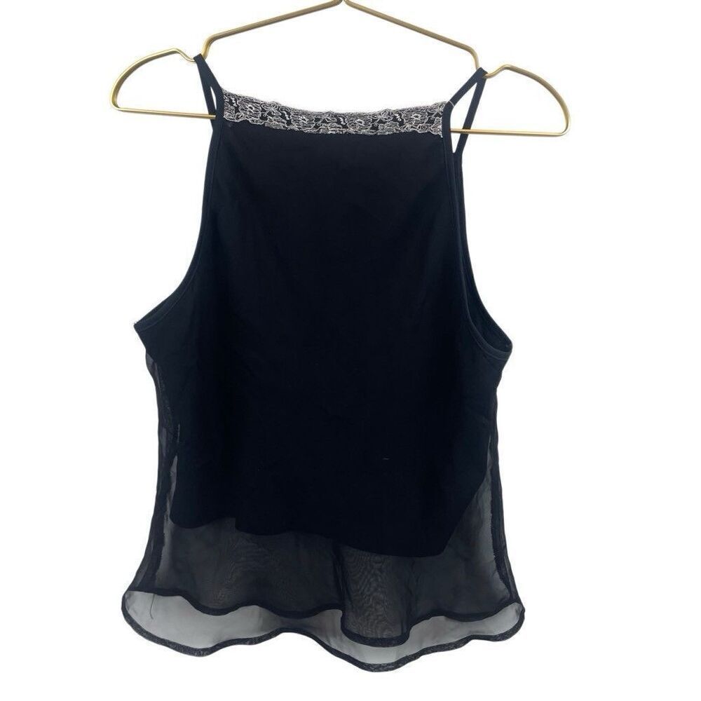 American Vintage Y2K Black Lace Tank Top Anxiety Layered‎ Square Neck Size L